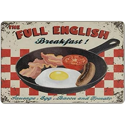 Image of Full English Breakfast Vintage Retro Metal Wall Mens Womens Decorative Aluminum Sign Bar Restaurant Cafe Decor 8x12 Inches