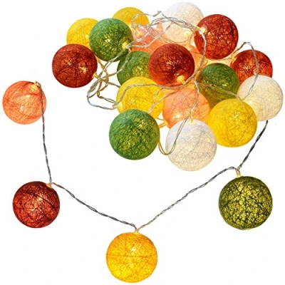 Image of WeRChristmas 20 Cotton Ball Warm White LED Light String Christmas Decoration 3 m, Multi Colour