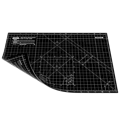 Image of ANSIO Craft Cutting Mat Self Healing A3 Double Sided 5 Layers Quilting, Sewing, Scrapbook, Fabric &amp; Papercraft Imperial/Metric 17 Inch x 11 / 42cm 27cm Black/Black