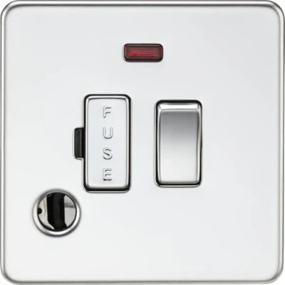 Image of KnightsBridge 13A Switched Fused Spur with Neon and Flex Outlet Polished Chrome
