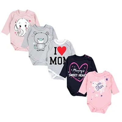 Image of TupTam Baby Bodysuit with Long Sleeve pack of 5, Girl, 86