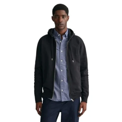 Image of GANT Tonal Archive Shield Zipup sweatshirt, Men&#039;s, Size: Medium, Black
