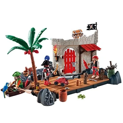 Image of Playmobil 6146 Pirate Fort SuperSet with Floating Rowboat, Fun Imaginative Role Play, PlaySets Suitable for Children Ages 4+