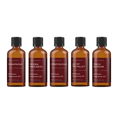 Image of Mystic Moments Hers Fragrance Oil Gift Starter Pack 5x100ml Champagne, Frozen Margarita, Honeysuckle, Lily of The Valley, Peach Blossom Perfect as a