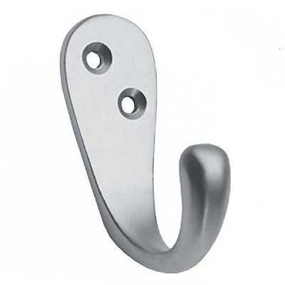 Image of Carlisle Brass Quality Victorian Single Robe Hook 46mm + Screws (Satin Chrome)