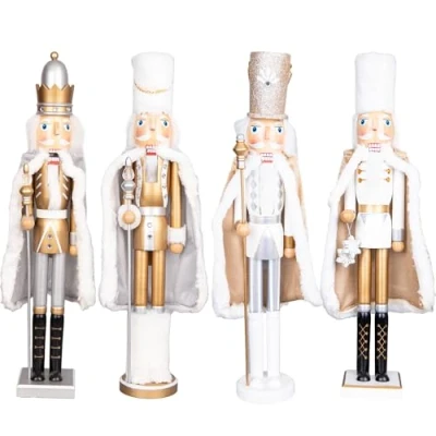 Image of SHATCHI 50cm Gold Wooden Christmas Nutcrackers Soldiers King Puppet Large Figurines Xmas Home Decoration Ornament Supplied Any One
