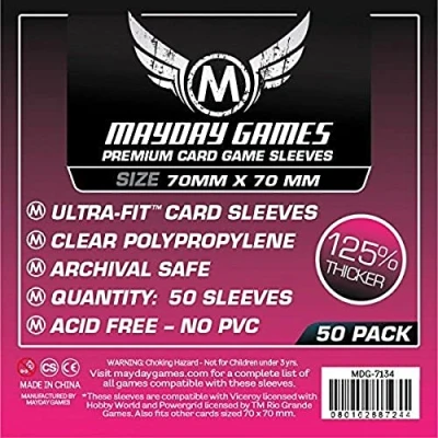 Image of 50 Mayday 70 x Small Square Premium Card Sleeves Board Game