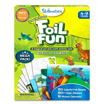 Image of Skillmatics Art &amp; Craft Activity Foil Fun Animals Mega Pack, No Mess for Kids, Kits Supplies, DIY Creative Activity, Christmas Gifts Boys Girls Ages 4, 5, 6, 7, 8, 9, Travel Toys