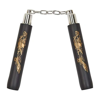 Image of Playwell Childrens 8 Inch Safety Foam Nunchucks With Chain All Black