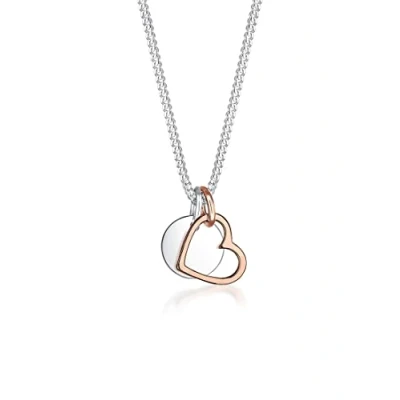 Image of Elli Women Gold Plated 925 Sterling Silver Heart Circle Necklace of Length 45cm