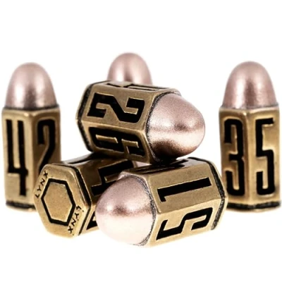 Image of Bullet Metal Dice Set Six Brass D6 Dices Great for DND, Warhammer 40k, Role Playing Homebrews, D&amp;D, RPG/Dungeons and Dragons/D D Accessories Gifts. Can Use with Tray/Tower
