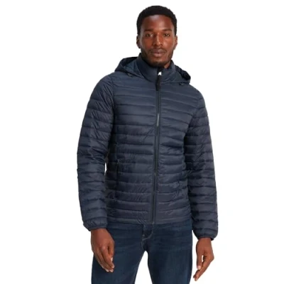Image of TOG24 Bowburn Mens Lightweight, Supersoft Quilted Colourblock Puffer Jacket for Winter with Fixed Hood and Eco friendly Thermal Filling (6XL, Dark Indigo)