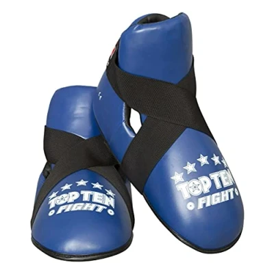 Image of Playwell Top Ten Competition Vinyl Semi Contact Sparring Boots Blue (Large)