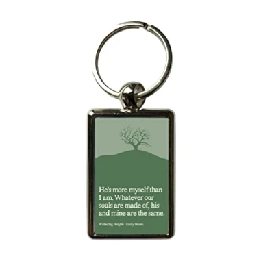 Image of Emily Bronte Wuthering Heights Myself Quote Metal Keyring 3 x 4.5 cm