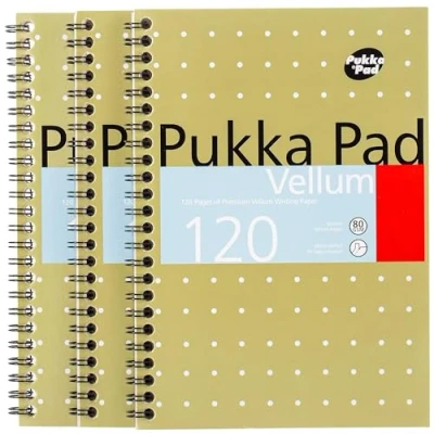 Image of Pukka Pad 836893 Notebook Wirebound Perforated Ruled 120pp 80gsm A5 Vellum Ref VJM/2 [Pack of 3]