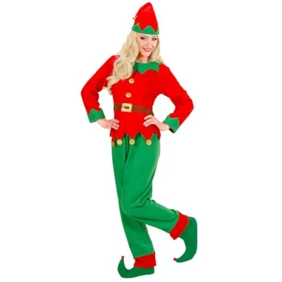Image of Ladies Santas Little Helper Elf Woman Costume Large UK 14 16 for Christmas Panto Nativity Fancy Dress