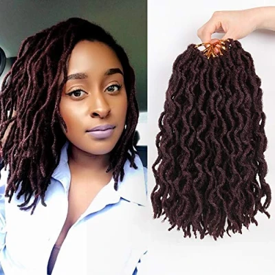 Image of 6 Packs Faux Locs Crochet Hair 12 Inch, Nu Hair, Wavy Short Braids Dreadlocks (20 Roots/Pack) #99J