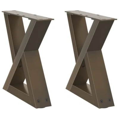 Image of vidaXL Coffee Table Legs 2 Pcs Steel Adjustable Height Modern Design Natural Powder Coated Durable Living Room/Office