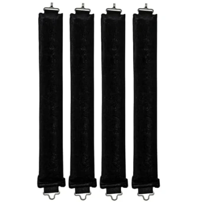Image of 4 Pcs Heatless Curlers Black, Curling Rod Hair Rollers for Long Hair, Overnight Soft Satin Sleeping Lazy Curler Set DIY Styling Tools