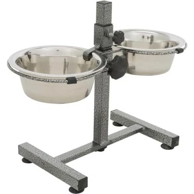 Image of Trixie support for dog bowls, 2 x 0.75 L (Diameter 15 cm), Up to 27 cm height adjustable, Black