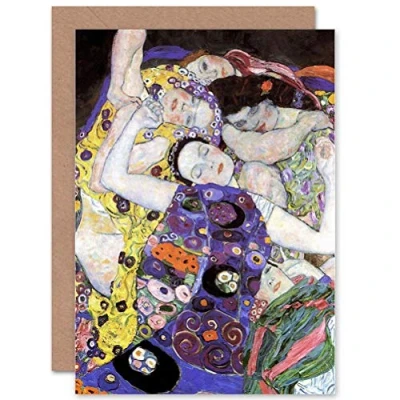 Image of Wee Blue Coo Gustav Klimt Virgin Old Master Painting Sealed Greeting Card Plus Envelope Blank inside