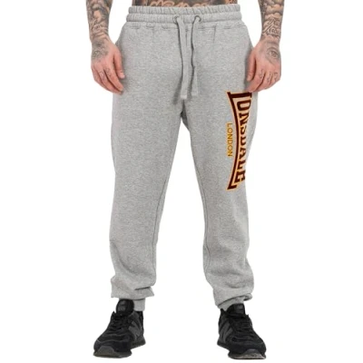 Image of Lonsdale Men&#039;s Blackley Joggers, Marl Grey/Oxblood/Yellow, 3XL
