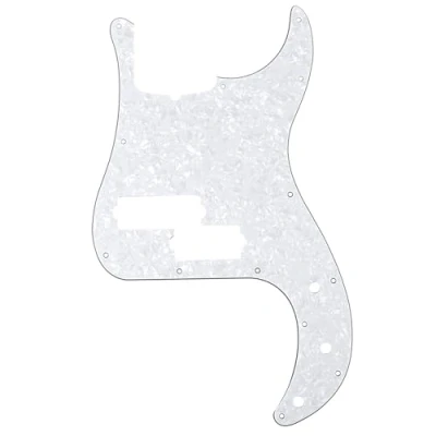 Image of Musiclily Pro 5 String 13 Hole Contemporary P Bass Pickguard for Fender American Precision Bass, 4Ply White Pearl
