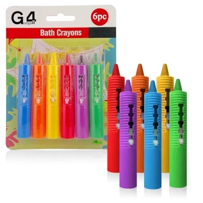 Image of G4GADGET Pack of 6 Baby Bath Crayons Safe and Fun Time for Your Little Ones!