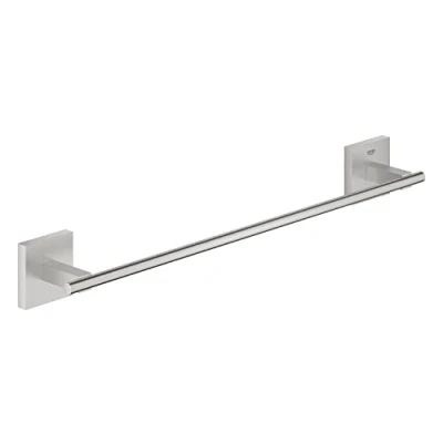 Image of GROHE Start Cube Towel Rail Bathroom Wall Mounted Holder (Metal, Concealed Fastening, Including Screws and Dowels), Size 450 mm, Easy to Fit with QuickGlue, Stainless Steel, 40987DC0
