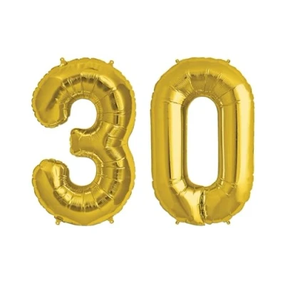 Image of Gold Number 30 Large Helium Foil Balloon Birthday Party Wedding Anniversary Decoration 101cm