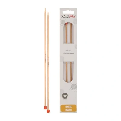Image of KnitPro Basix Birch: Knitting Pins: Single Ended: 25cm x 3.50mm, Birchwood, Multi Colour, 3.5mm