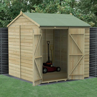 Image of 7&#039; x Forest Beckwood 25yr Guarantee Shiplap Pressure Treated Windowless Double Door Reverse Apex Wooden Shed (2.28m 2.12m)