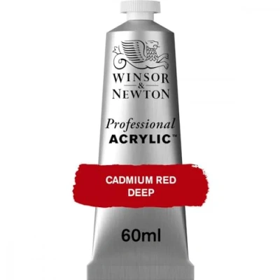 Image of Winsor &amp; Newton 8840458 Professional Acrylic Paint, Cadmium Red Deep, 60 ml Tube