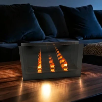 Image of Cello Gleneagles Smoke Trio Infinity Flame LED USB Lamp Modern Desk Lamp, Night Light, and Home Decor. Design for Bedroom Accessories Mood Lighting.
