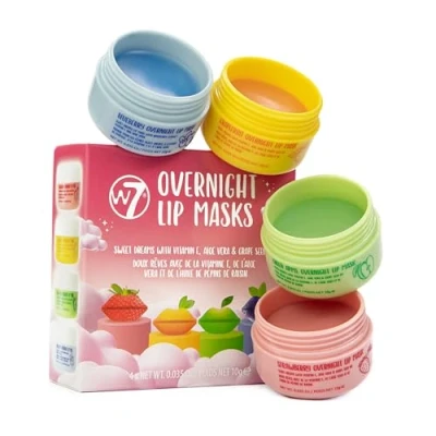 Image of W7 Sweet Dreams Overnight Lip Masks Stocking Filler Gift Set (4x10ml) Treatment with Aloe Vera &amp; Vitamin E Hydrating, Moisturising Formula