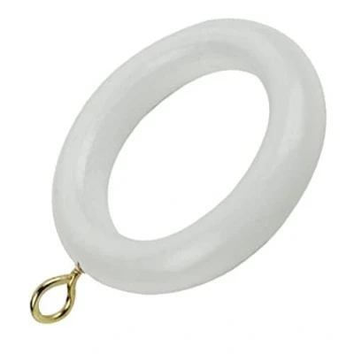Image of Merriway BH05962 (10 Pcs) Wooden Curtain Drapery Pole Rod Rings with Screw Eye, Inner Diameter 45 mm (1.88 Inch) Outer 70 (2.3/4 Inch), White Pack of 10 Pieces