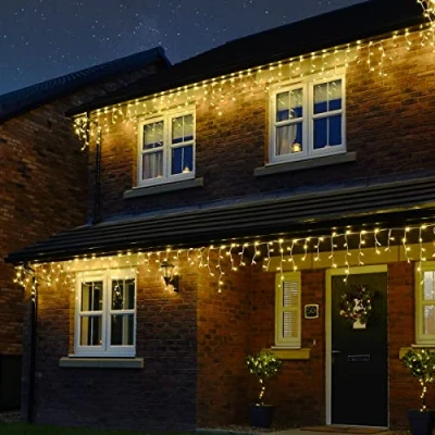 Image of Festive Lights ConnectPro® Icicle Flash Bulb LEDs White Rubber Cable Connectable Warm (10m, with Plug)