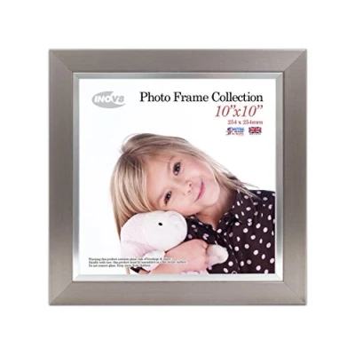 Image of Inov8 Framing PFES PWSI 1010 Photo Frame Pewter Silver Inset 10x10 1PK, Wood, Brown