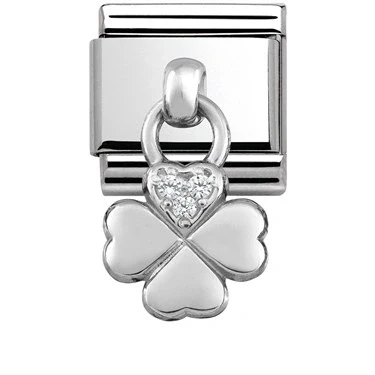 Image of Nomination Silver Hanging Four Leaf Clover Charm