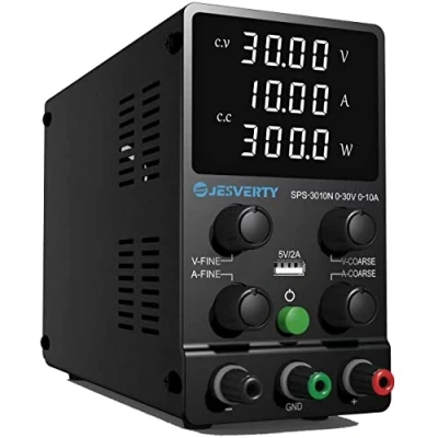 Image of Jesverty DC Power Supply Variable, 0 30V 10A Adjustable Switching Regulated Bench with High Precision 4 Digit LED Display, 5V/2A USB Port, Coarse and Fine Adjustment SPS 3010N
