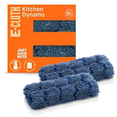 Image of E Cloth Kitchen Dynamo, Premium Microfiber Non Scratch Dish Scrubber Sponge, Ideal for Dish, Sink and Countertop Cleaning, 100 Wash Guarantee, Blue, 2 Pack