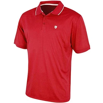Image of Island Green Golf IGTS1700 Mens Contrast Tipped Collar CoolPass Breathable Wicking Polo Shirt Sports Top, Red, Medium