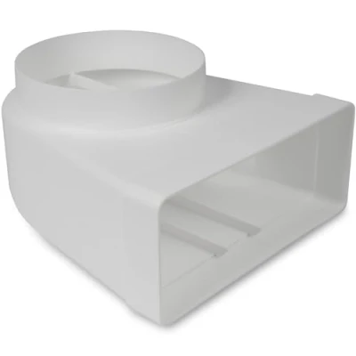 Image of 90 Degree 220 x mm to Diameter 150 Rectangular Flat Duct Connector for Round Pipe Connection Air Conditioning, Ventilation, Heating, Cooling