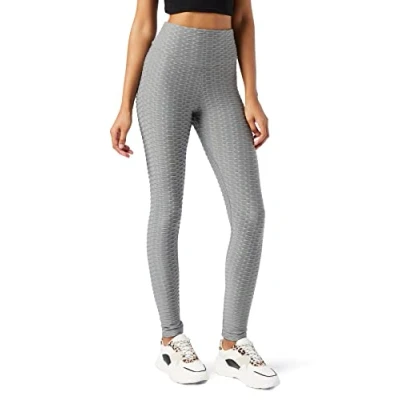 Image of FM London (2 Pack) Gym Leggings for Women UKComfortable Honeycomb with Seamless DesignComfort Grey, Navy, Black LeggingsDurable Women&#039;s Suitable as Workout