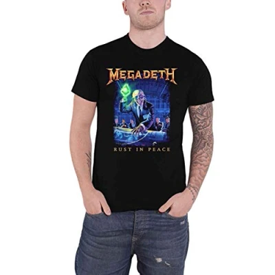 Image of Megadeth T Shirt Rust in Peace Tracklist Band Logo Official Black XXL