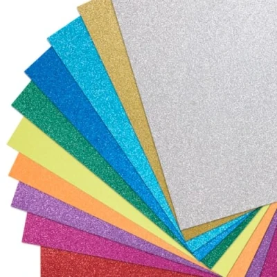 Image of Springboard A4 Glitter Card Sheets 230gsm Non Shed Cardstock for Making Compatible w/Die Cutting Machines Sparkly Craft Supplies Assorted Colours 10 Pack