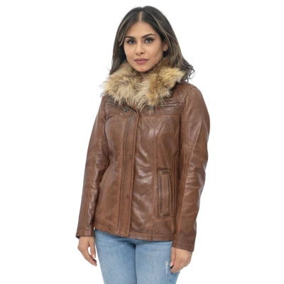 Image of Infinity Leather Womens Parker Jacket Arvada Tan Size 8 UK