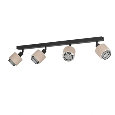 Image of EGLO Rosley downlight, length 75 cm, black/natural, 4 bulb,