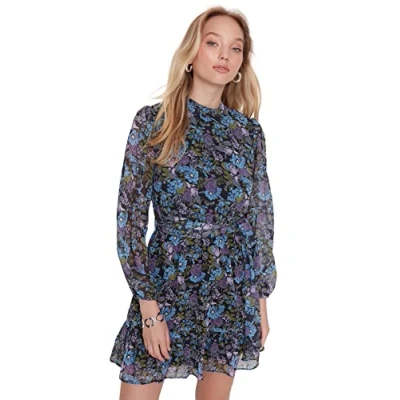 Image of Trendyol Women Mini Skater Regular Woven Dress Multicolor