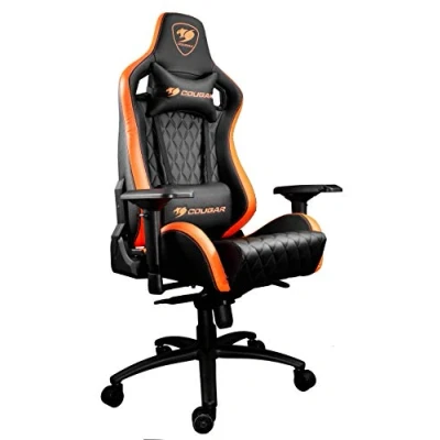 Image of Cougar Armor S Gaming Chair with Reclining and Height Adjustment, Black Orange